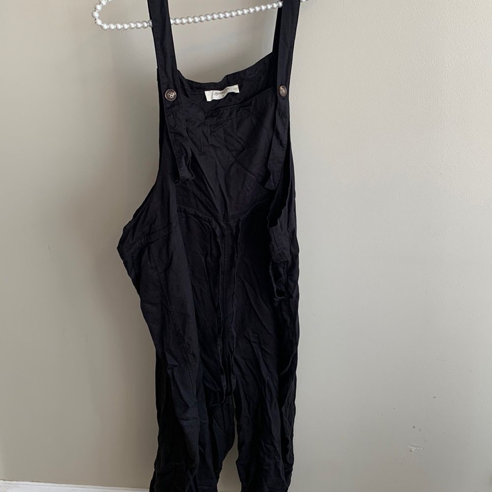 A Beautiful Soul Black Overalls Jumpsuit Size B 2X 2XL 100% Lyocell Wide Leg